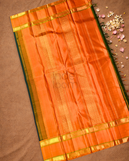 Silk Mark Certified Handloom Kanjivaram Silk Saree  |  Deep Teal