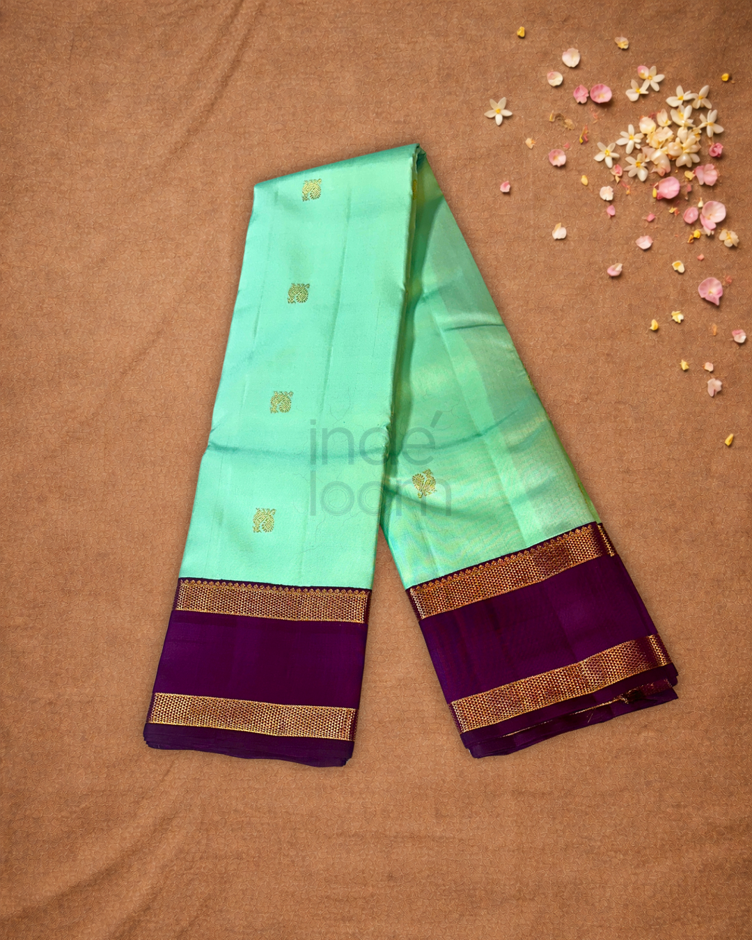Silk Mark Certified Handloom Kanjivaram Silk Saree  |  Mint Green