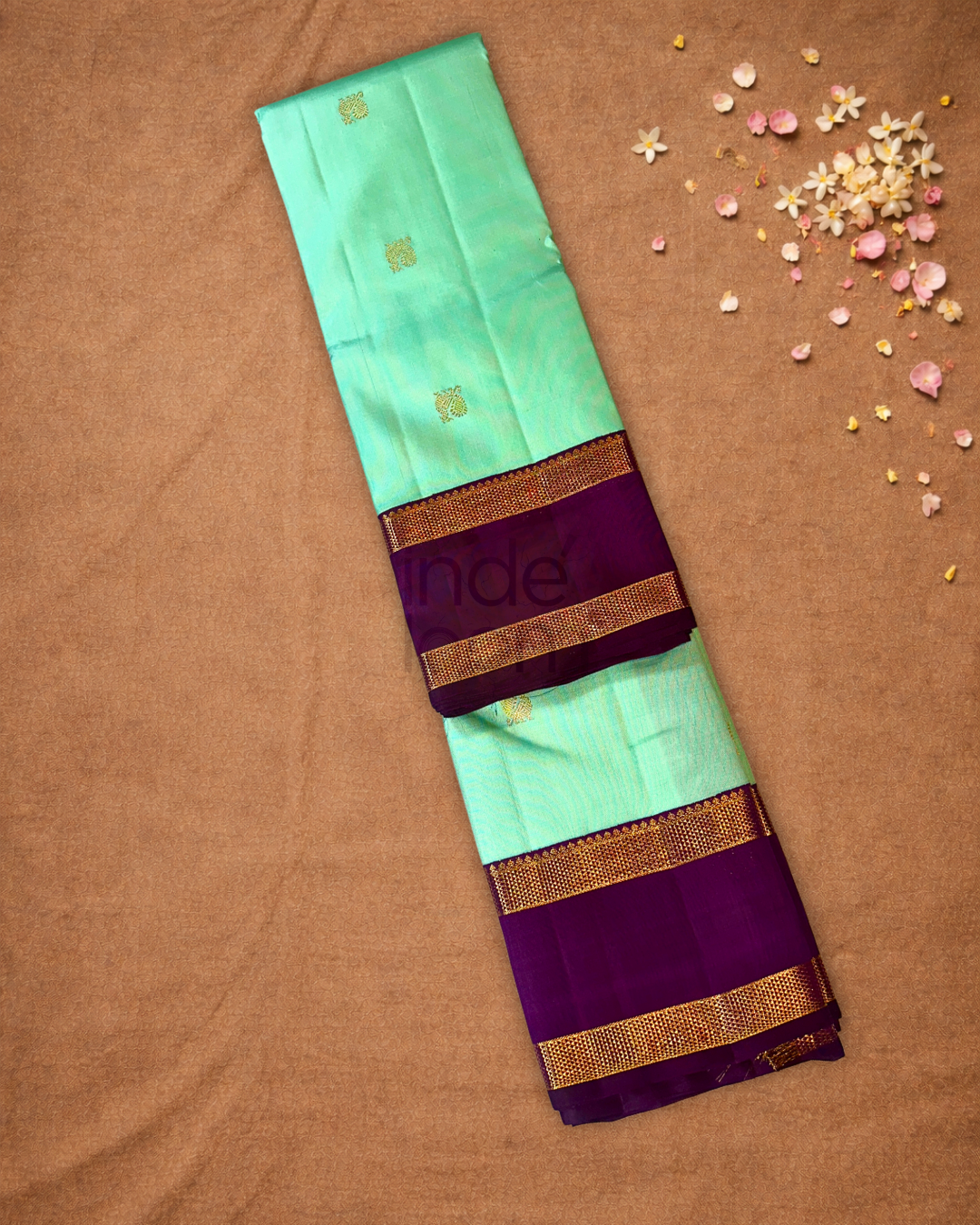 Silk Mark Certified Handloom Kanjivaram Silk Saree  |  Mint Green