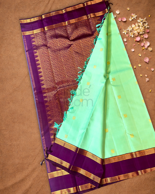 Silk Mark Certified Handloom Kanjivaram Silk Saree  |  Mint Green