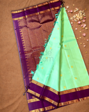 Silk Mark Certified Handloom Kanjivaram Silk Saree  |  Mint Green