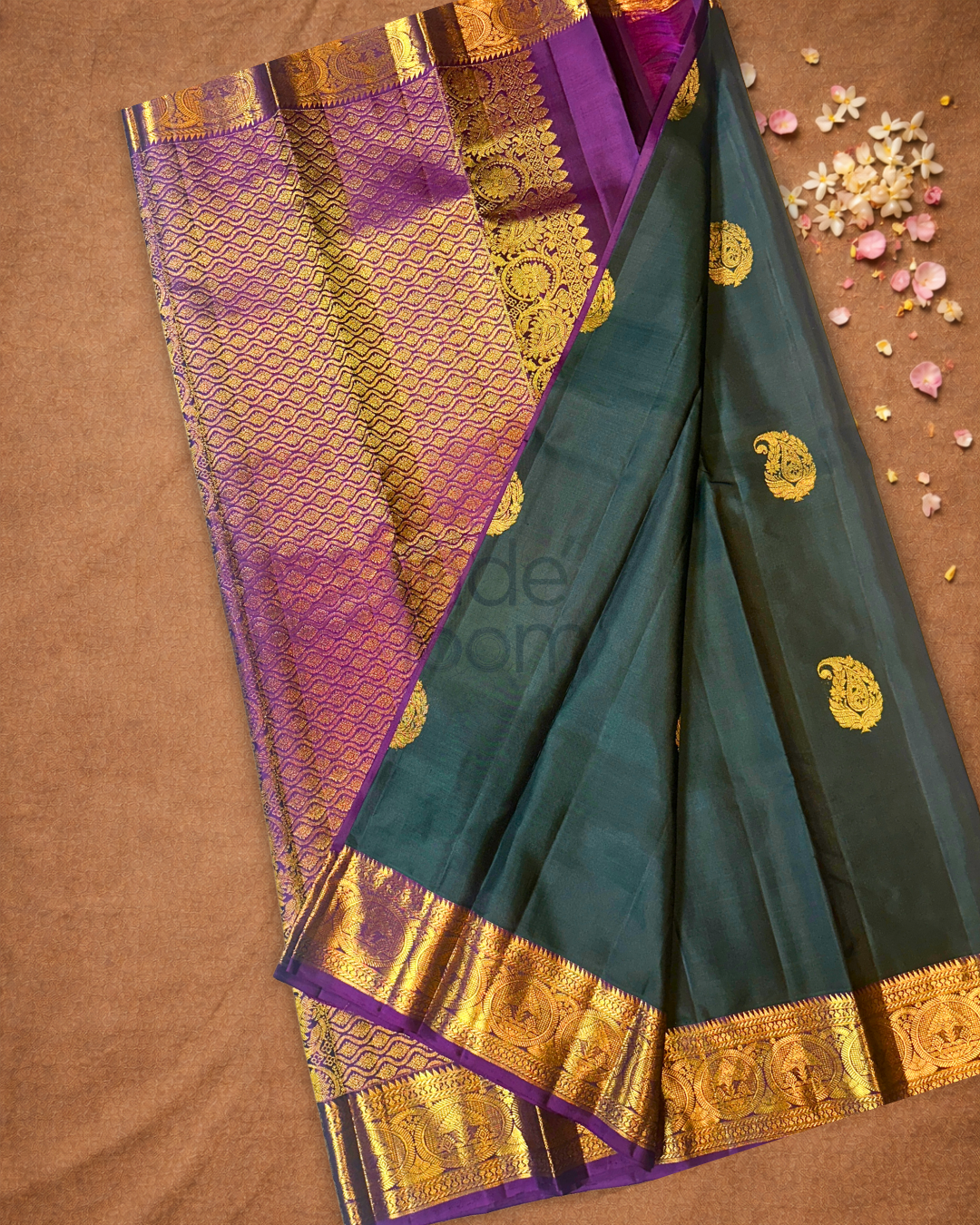 Kanjivaram Saree With Forest Green