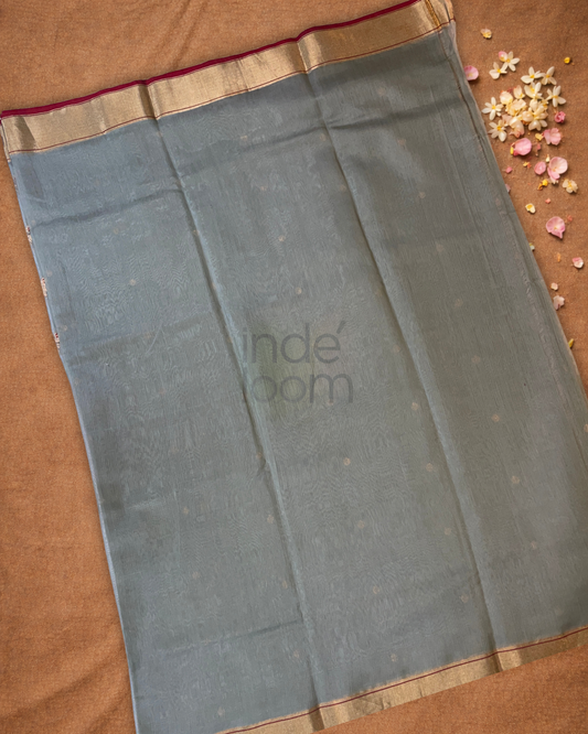 Chanderi Silk Saree Peral Gray