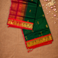Handloom Korvai Silk Cotton Saree  |  Bottle Green