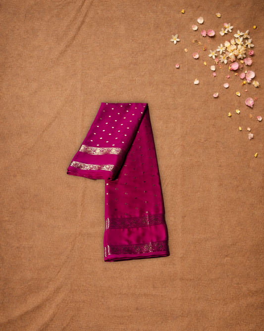 Mysore Silk Saree With Rani Pink
