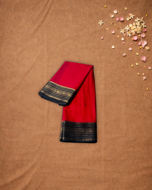 Mysore Silk Saree With Cherry Red