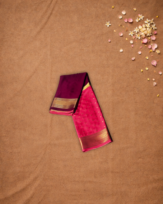 Mysore Silk Saree With Hot Pink