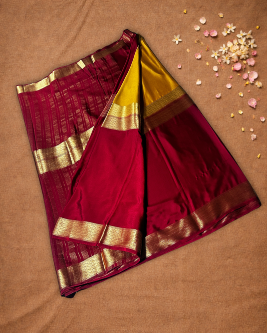 Mysore Silk Saree With Gold Yellow