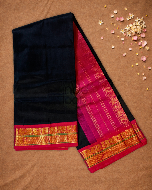 Pure Handloom Korvai Saree | True Black