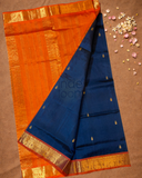 Pure Handloom Korvai Saree |  Navy Blue