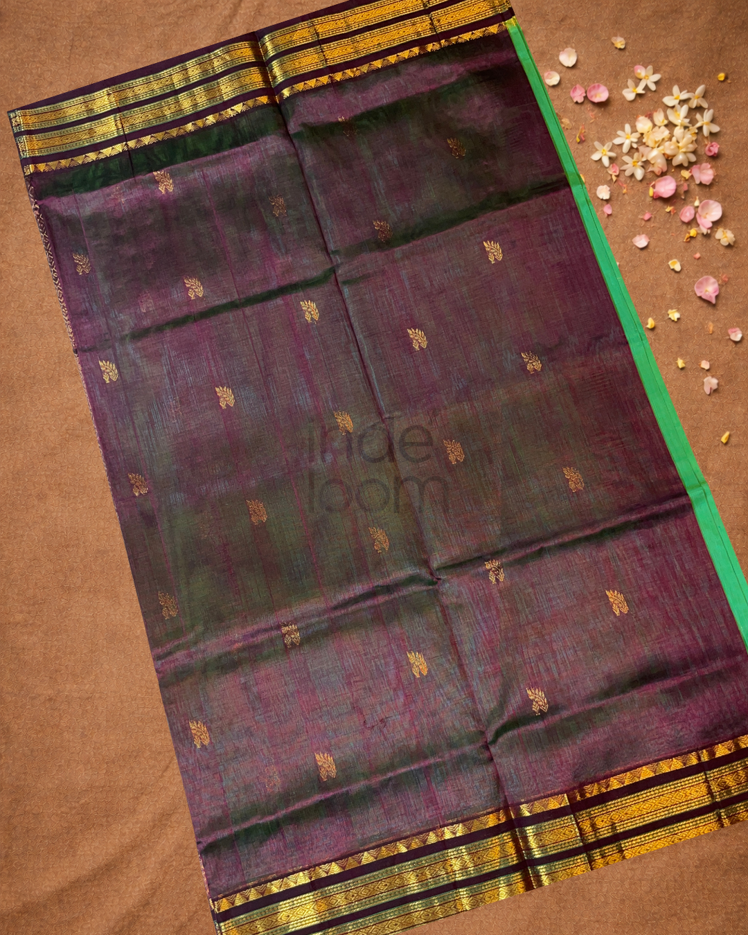 Handloom Korvai Silk Cotton Saree  |  Lime Green