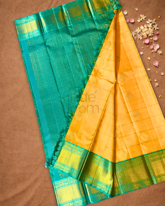 Kanjivaram Saree With Golden Yellow
