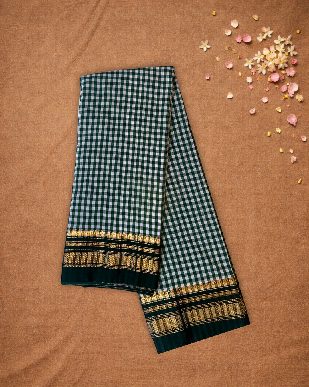 Traditional Ilkal Cotton Silk Viscose Saree  |  Snow White