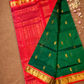 Handloom Korvai Silk Cotton Saree  |  Bottle Green