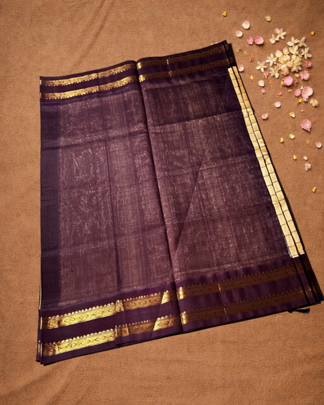 Handloom Korvai Silk Cotton Saree  |  Champagne Beige