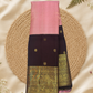 Handwoven Pure Gadwal Silk Saree  | Pink and Brown