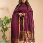 Maroon Cotton Linen 2-Piece Set Kurti & Dupatta (UNSTITCHED) - 001