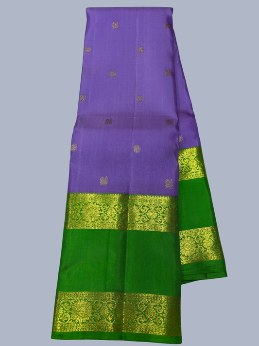 Pure Handwoven Gadwal Silk Saree With Pogeon Blue - 010