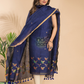 Handwoven Jamdani Cotton Linen Kurti  |  Steel Blue
