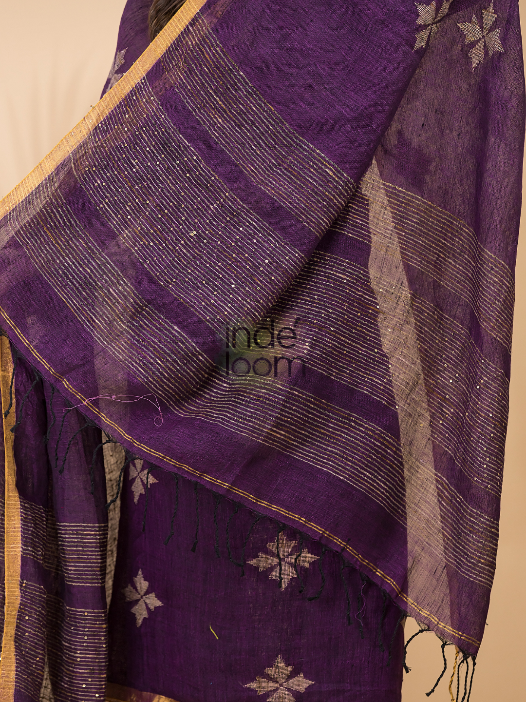 Wine Purple Linen X Linen 2-Piece Set Kurti & Dupatta (UNSTITCHED) - 070