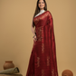 Matka Silk Jamdani Saree  With Blood Red - 084