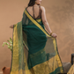 Tissue Silk Saree In Dark Green With Golden Border  -032