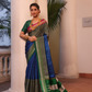 Ilkal Saree in Blue and Green Pallu - 001
