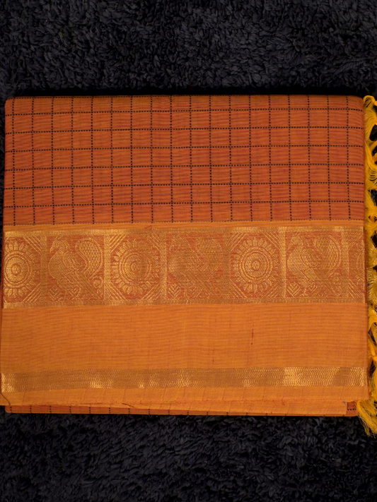 Kanchi Cotton|Tan & Yellow