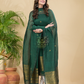 Hunter Green | Handloom Jamdani Muslin Unstitched 2-Piece Kurti | Classic Design