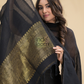 Deep Black | Handloom Jamdani Muslin Unstitched 2-Piece Kurti | Classic Design