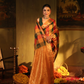 Pure Handloom Korvai Saree | Checks Green, Maroon, Mustard Gold