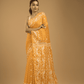 Amber Orange Cotton Silk Jamdani Saree - 001 - indeloom
