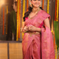 Rajani Rekha - Royal Rani pink silk with floral vine zari