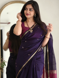 Maheshwari Silk Cotton Saree – Festive Elegance |Navy Blue