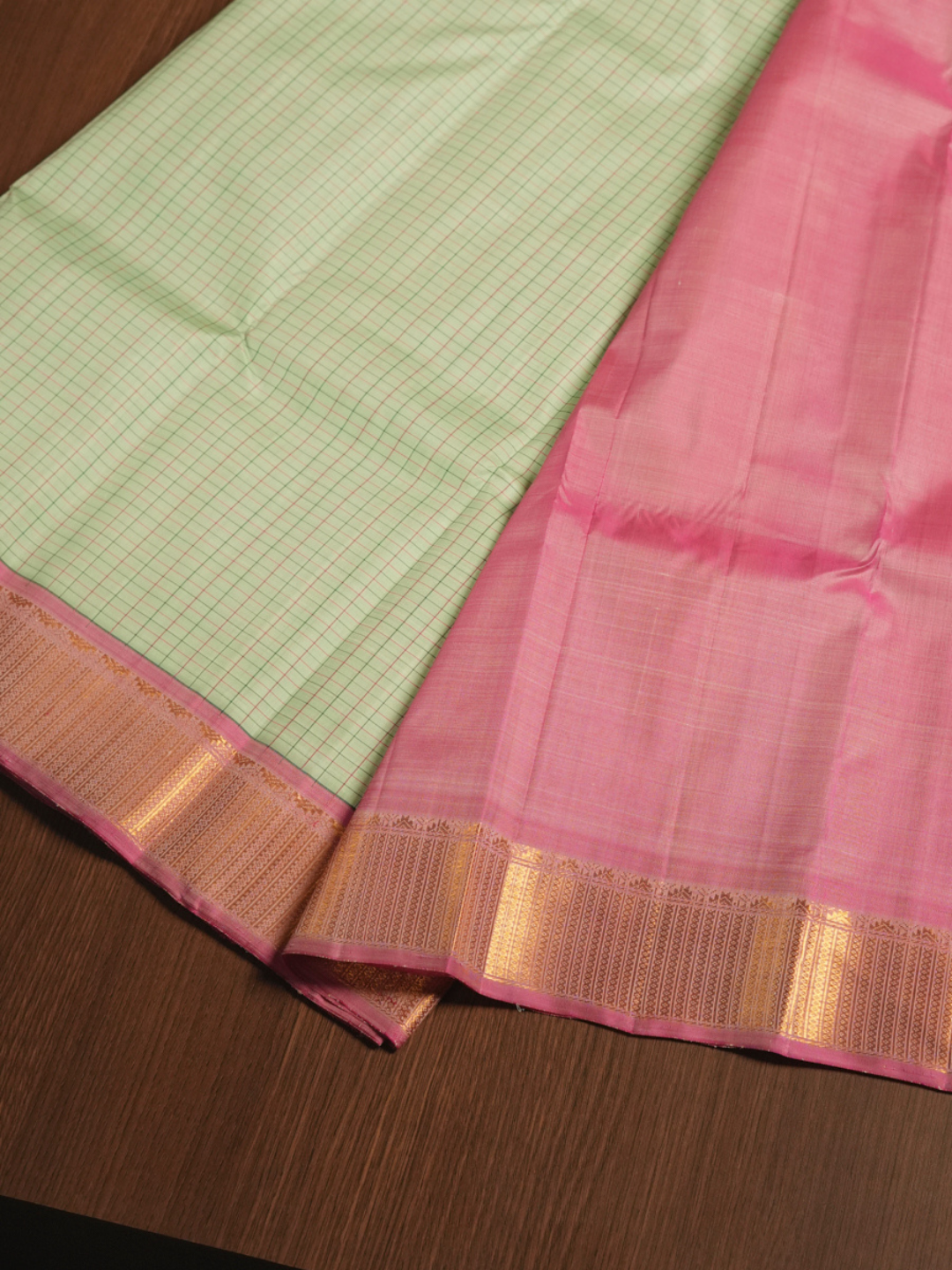 Silk Mark Certified Handloom Kanjivaram Silk Saree  |  Khaki Green