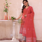 Lava Red | Handloom Jamdani Linen Unstitched 2-Piece Kurti