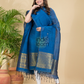 Royal Azure | Handloom Jamdani Muslin Unstitched 2-Piece Kurti | Classic Design