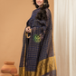 Handwoven Jamdani Linen Kurti  |  Navy Blue