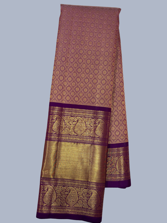 Pure Handwoven Gadwal Silk Saree With Pastel Purple - 010