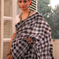 Ilkal Saree in Black and White Checks - 006