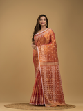 Tissue Silk Jamdani Saree Fire Orange - 041