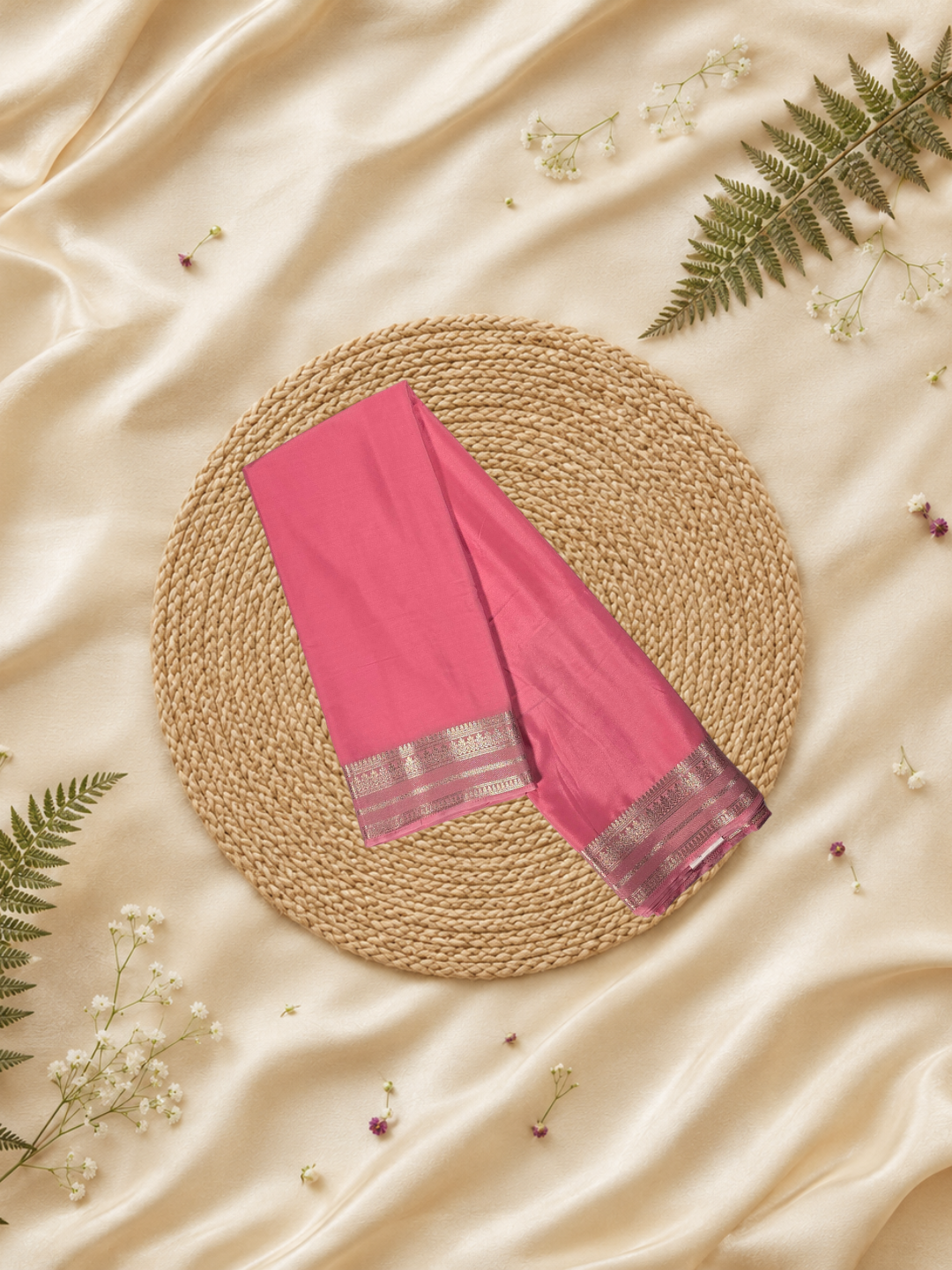 Mysore Silk Saree With Baby Pink