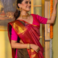 Pure Handloom Korvai Saree | Teal Blue and Golden Yellow