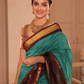 Pure Handloom Korvai Saree | Parrot motifs On Zari Checks | bright Blue