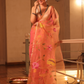 Handwoven Pure Jamdani Muslin Saree  |  Fire Orange