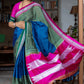 Pure Ilkal Saree in Blue and Green With Pink Pallu  - 004