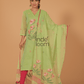 Muslin Jamdani 2-Piece Set Kurti & Dupatta (UNSTITCHED) - Light Green - 076