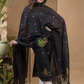 Deep Black | Handloom Jamdani Cotton Unstitched 2-Piece Kurti | Meenakari Design