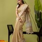 Pure Handloom Linen Saree | Khaki Golden Green  and Green | Half and Half style with Contrast Border