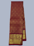 Pure Handwoven Gadwal Silk Saree With Blood Red -035